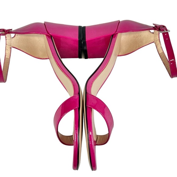Stewart Weitzman Nudistcurve Patent Leather Block Heel Sandals Women US 7 Pink - Picture 11 of 12